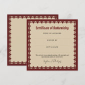 Carte Police gothique de Bourgogne Certificat d'authenti (Devant / Derrière)