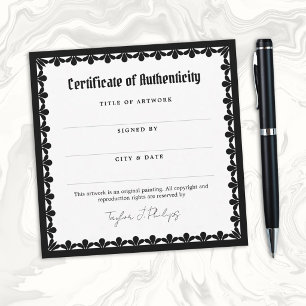 Carte Police gothique originale Certificat d'authenticit