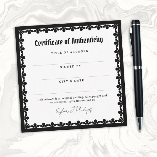 Carte Police gothique originale Certificat d'authenticit
