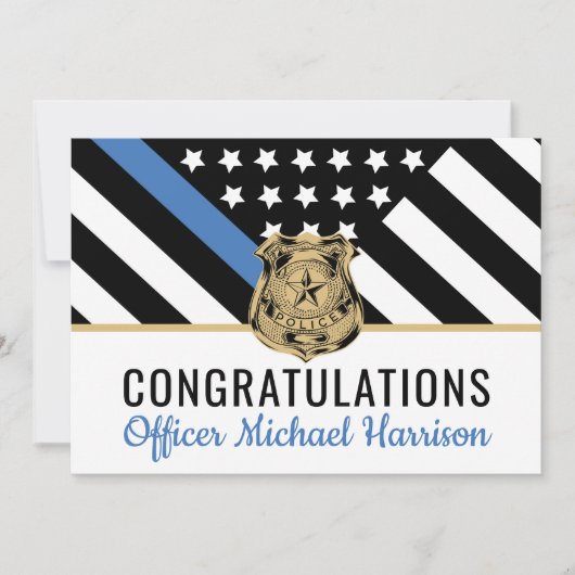Carte Police Ligne bleue Drapeau Félicitations Retraite (Devant)