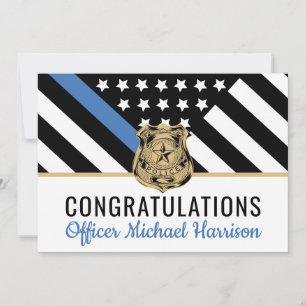 Carte Police Ligne bleue Drapeau Félicitations Retraite