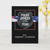 Carte Police Officier de l'année Félicitations Nom perso (Fleur jaune)