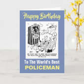 Carte Policeman Punch & Judy Joke - Joyeux anniversaire (Fleur jaune)