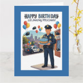 Carte Policeman's Birthday (Fleur jaune)