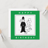 Carte Policier a une Horloge Visage Dessin Animé. (Devant/Arrière en situation)