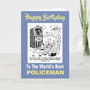 Carte Policier Blague de Punch et Judy - Joyeux Annivers