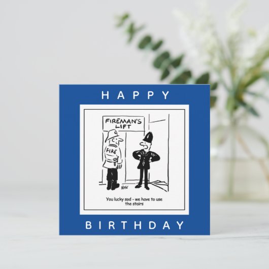 Carte Policier et pompier - Dessin de pompier (Debout devant)