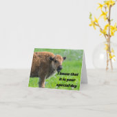 CARTE POLITE BÉBÉ BUFFALO DIT ***JOUR D'ANNIVERSAIRE*** (Fleur jaune)