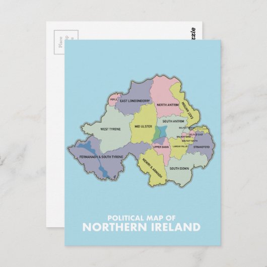 Carte Politique De L'Irlande Du Nord. (Devant / Derrière)