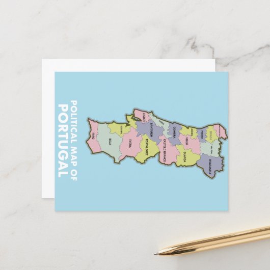 Carte politique du Portugal (Devant/Arrière en situation)
