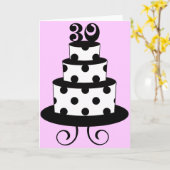 Carte Polka Dot 30e gâteau d'anniversaire (Fleur jaune)