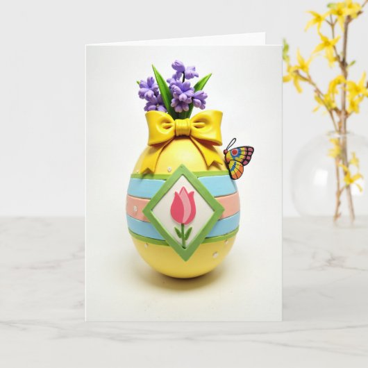 Carte Polka Dot Egg Springtime Card (Fleur jaune)
