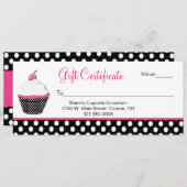 Carte Polka Dot et Cupcake Business Cadeau Certificat (Devant / Derrière)