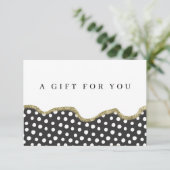 Carte Polka Dot Gold Parties scintillant Certificat cade (Debout devant)