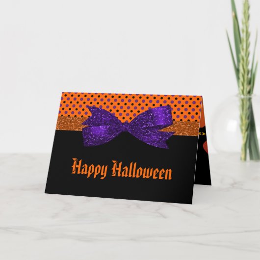 Carte Polka Dot Orange Purple Black Halloween (Devant)