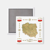 Carte Pologne + Magnet des drapeaux (Recto/Verso)