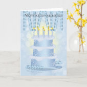 Carte Polonaise Anniversaire Gâteau Et Bougies (Fleur jaune)