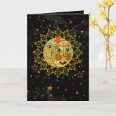Carte Polyvalent, SOLEIL, LUNE, ÉTOILES, Abstrait, Vide (Fleur jaune)