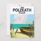 Carte Polzeath, Cornwall Affiche de voyage en bord de me (Dos)