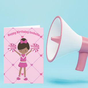 Carte Pom-pom girl afro-américain Custom Birthday Girl