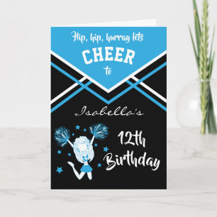 Carte Pom-pom girl Anniversaire - Bleu bébé