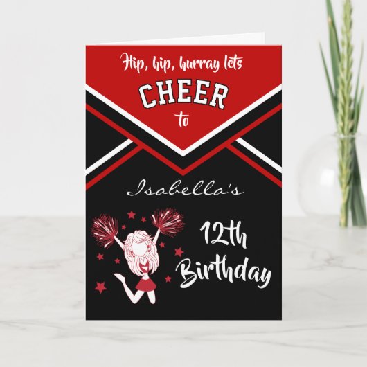 Carte Pom-pom girl Anniversaire - do-it-yourself Nom et  (Devant)