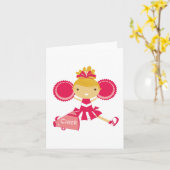 Carte Pom-pom girl en rouge (Fleur jaune)