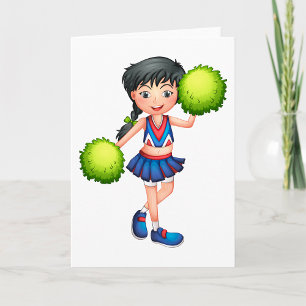 Carte Pom-pom girl Girl avec Pom Poms Fun Sports Spirit