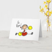 Carte Pom-pom girl rouge (Fleur jaune)