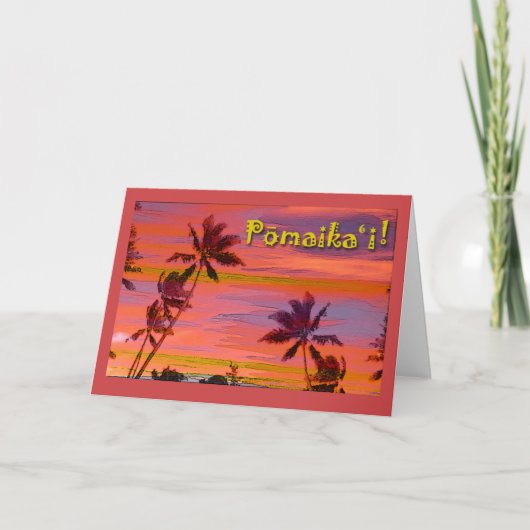 Carte Pomaikai Bonne chance à Hawaiian avec Palm Trees (Devant)