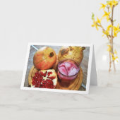 Carte Pomegrenate Fruit and Juiice on Chopping Board (Fleur jaune)