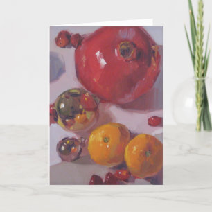Carte "Pomegrenate Orange Christmas" Blank Holiday Art C