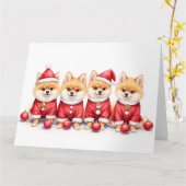 Carte Pomeranian Christmas Dress Santa Hat (Fleur jaune)