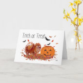 Carte Pomeranian Halloween (Fleur jaune)