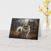 Carte Pomeranian Halloween Épouvantable (Fleur jaune)