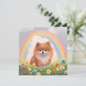 Carte Pomeranian Rainbow Bridge Memorial Nom personnalis (Debout devant)