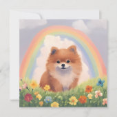 Carte Pomeranian Rainbow Bridge Memorial Nom personnalis (Devant)