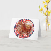 Carte Pomeranian Rouge Blanc & Bleu (Fleur jaune)
