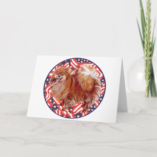 Carte Pomeranian Rouge Blanc & Bleu (Devant)