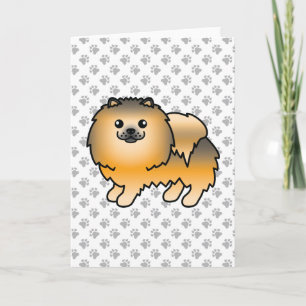 Carte Pomeranian Sable Orange Chien de Dessin Animé Mign