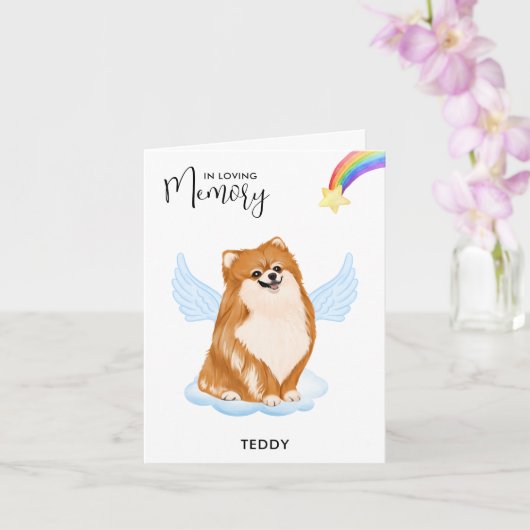 Carte Poméranien Ange Chien Memorial Animaux Perdre Symp (Orchidée)