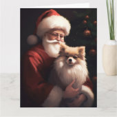 Carte Poméranien avec Noël Festif du Père Noël (Devant)
