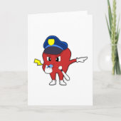 Carte Pomme en policier avec sifflet et matraque (Devant)