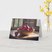 Carte Pommes rouges dans le bol de bois (Fleur jaune)