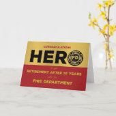 Carte Pompier 10 ans de retraite Héros Grunge Emblem (Fleur jaune)