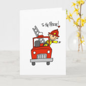 Carte Pompier aux t-shirts et cadeaux Secourus (Fleur jaune)