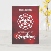 Carte Pompier Bénédiction de Noël Merci Emblème (Fleur jaune)