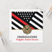 Carte Pompier Fire Academy Red Line Drapeau Graduation (Devant/Arrière en situation)