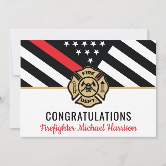 Carte Pompier Fire Academy Red Line Drapeau Graduation (Devant)