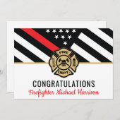 Carte Pompier Fire Academy Red Line Drapeau Graduation (Devant / Derrière)